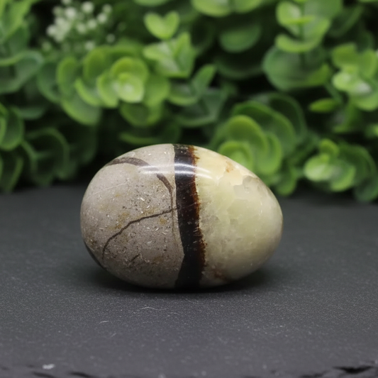 Galet poli en Septaria et Calcite jaune 40g (PRGFL325-8)