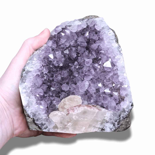 Géode d'Améthyste et Calcite brute 1761g (MB330-16) - ENAE Minéraux