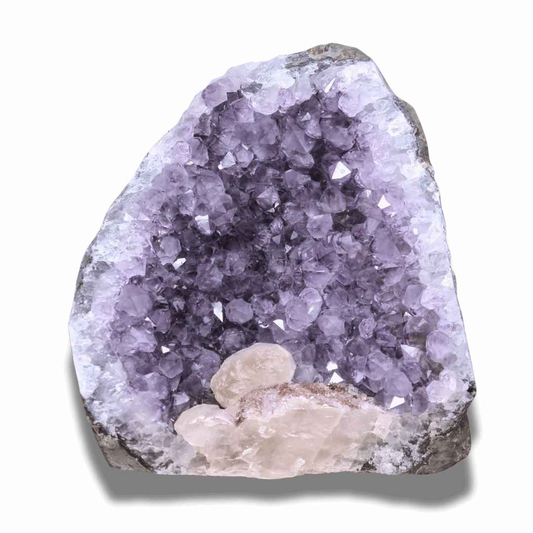 Géode d'Améthyste et Calcite brute 1761g (MB330-16) - ENAE Minéraux
