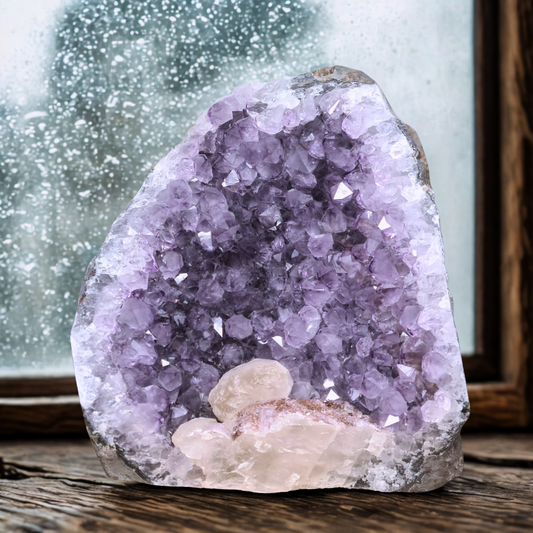 Géode d'Améthyste et Calcite brute 1761g (MB330-16)