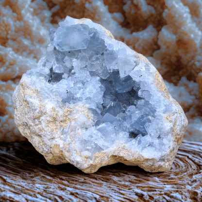 Géode de Célestine bleue brute 448g (MB331-5)