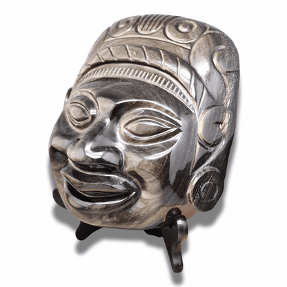 Tête masque Maya en Obsidienne dorée (PRGFL705) - ENAE Minéraux