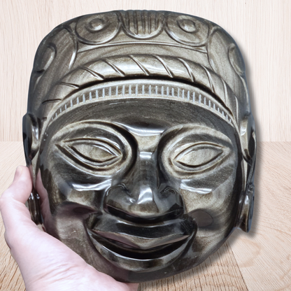 Tête masque Maya en Obsidienne dorée 2177g (PRGFL705) - ENAE Minéraux