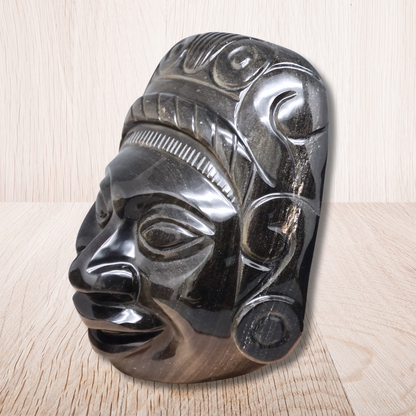 Tête masque Maya en Obsidienne dorée 2177g (PRGFL705) - ENAE Minéraux