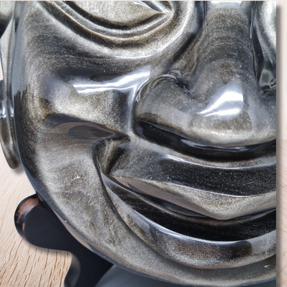 Tête masque Maya en Obsidienne dorée 2177g (PRGFL705) - ENAE Minéraux