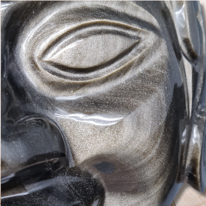 Tête masque Maya en Obsidienne dorée 2177g (PRGFL705) - ENAE Minéraux