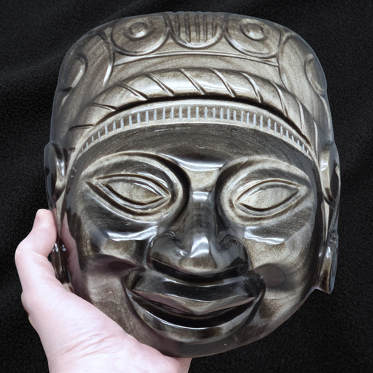 Tête masque Maya en Obsidienne dorée 2177g (PRGFL705)