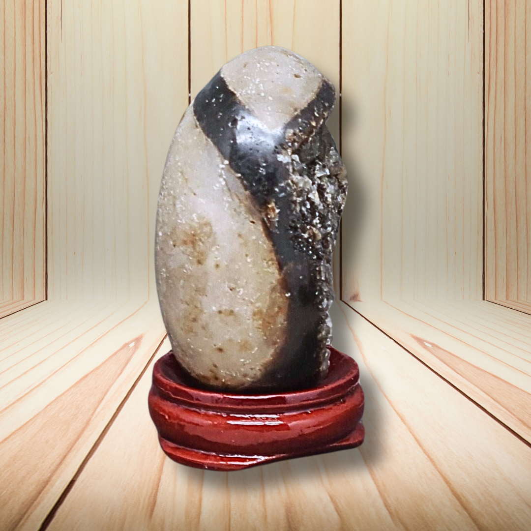 Œuf en Septaria et cristaux de Calcite bruts 104g (PRGFL588-3)