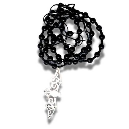Collier style Mala en Obsidienne noire et sa chauve-souris (COL23-50) - ENAE Minéraux