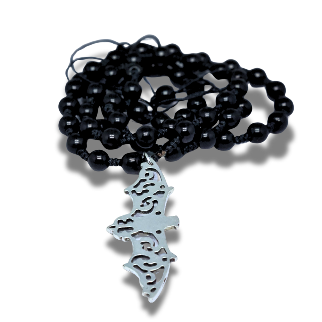 Collier style Mala en Obsidienne noire et sa chauve-souris (COL23-50) - ENAE Minéraux