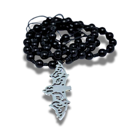 Collier style Mala en Obsidienne noire et sa chauve-souris (COL23-50) - ENAE Minéraux