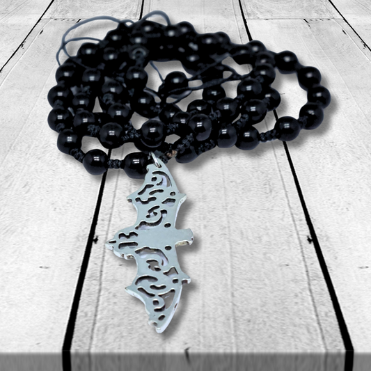 Collier style Mala en Obsidienne noire et sa chauve-souris (COL23-50) - ENAE Minéraux