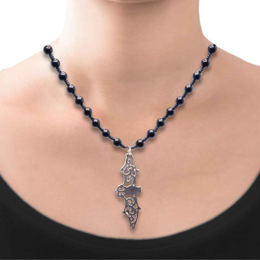 Collier style Mala en Obsidienne noire et sa chauve-souris (COL23-50) - ENAE Minéraux