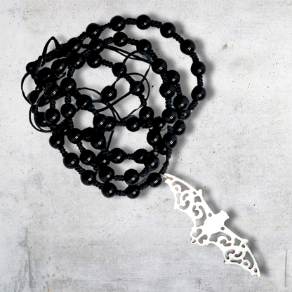 Collier style Mala en Obsidienne noire et sa chauve-souris (COL23-50) - ENAE Minéraux