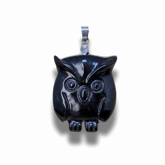Pendentif chouette en Obsidienne noire (PE1998) - ENAE Minéraux