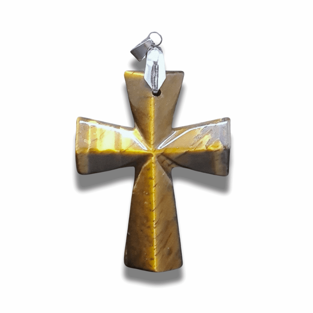 Pendentif croix en Œil de Tigre (PE1623-20) - ENAE Minéraux