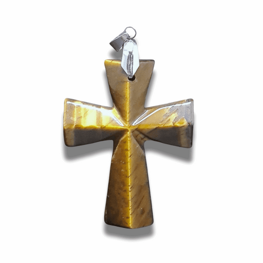 Pendentif croix en Œil de Tigre (PE1623-20) - ENAE Minéraux