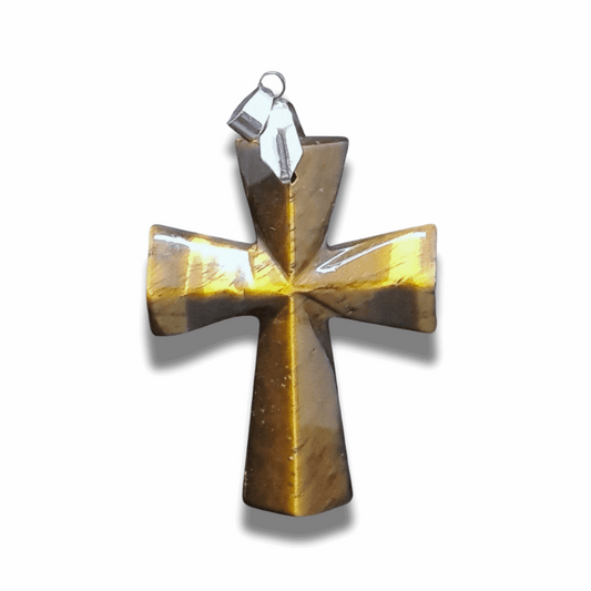 Pendentif croix en Œil de Tigre (PE1623-19) - ENAE Minéraux