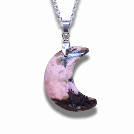 Pendentif Lune en Rhodonite (PE1979) - ENAE Minéraux