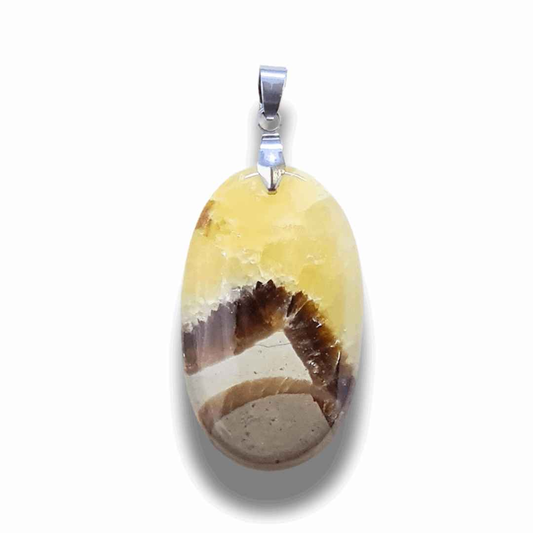 Pendentif en Septaria et Calcite jaune (PE2018)