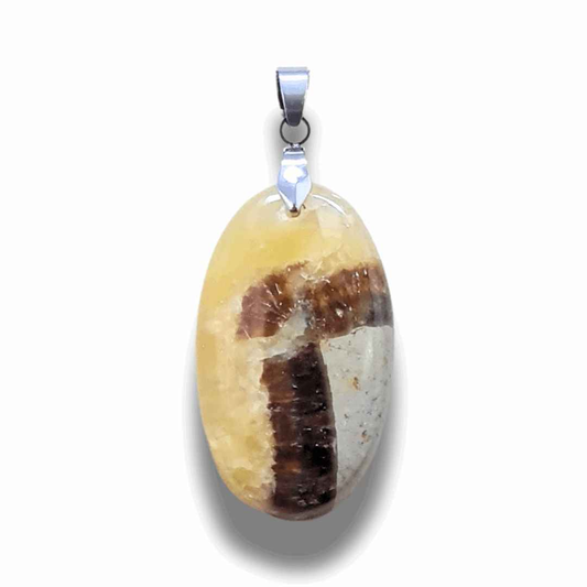 Pendentif en Septaria et Calcite jaune (PE2016)