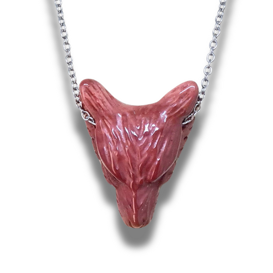 Pendentif Tête de loup en Jaspe Mookaïte (PE1100-12)