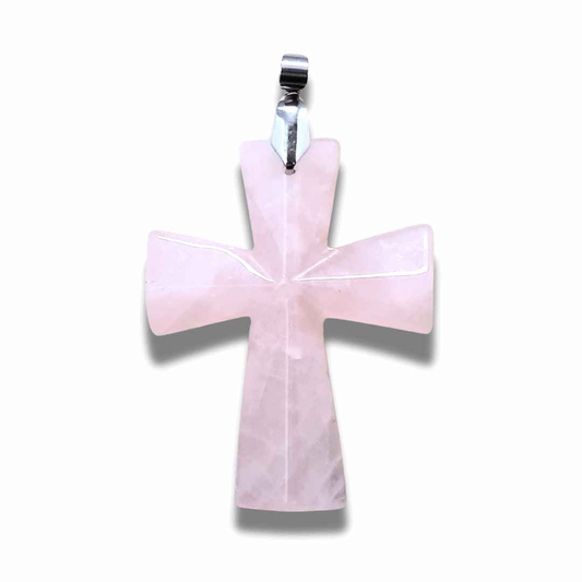 Pendentif croix en Quartz rose (PE1623-11) - ENAE Minéraux