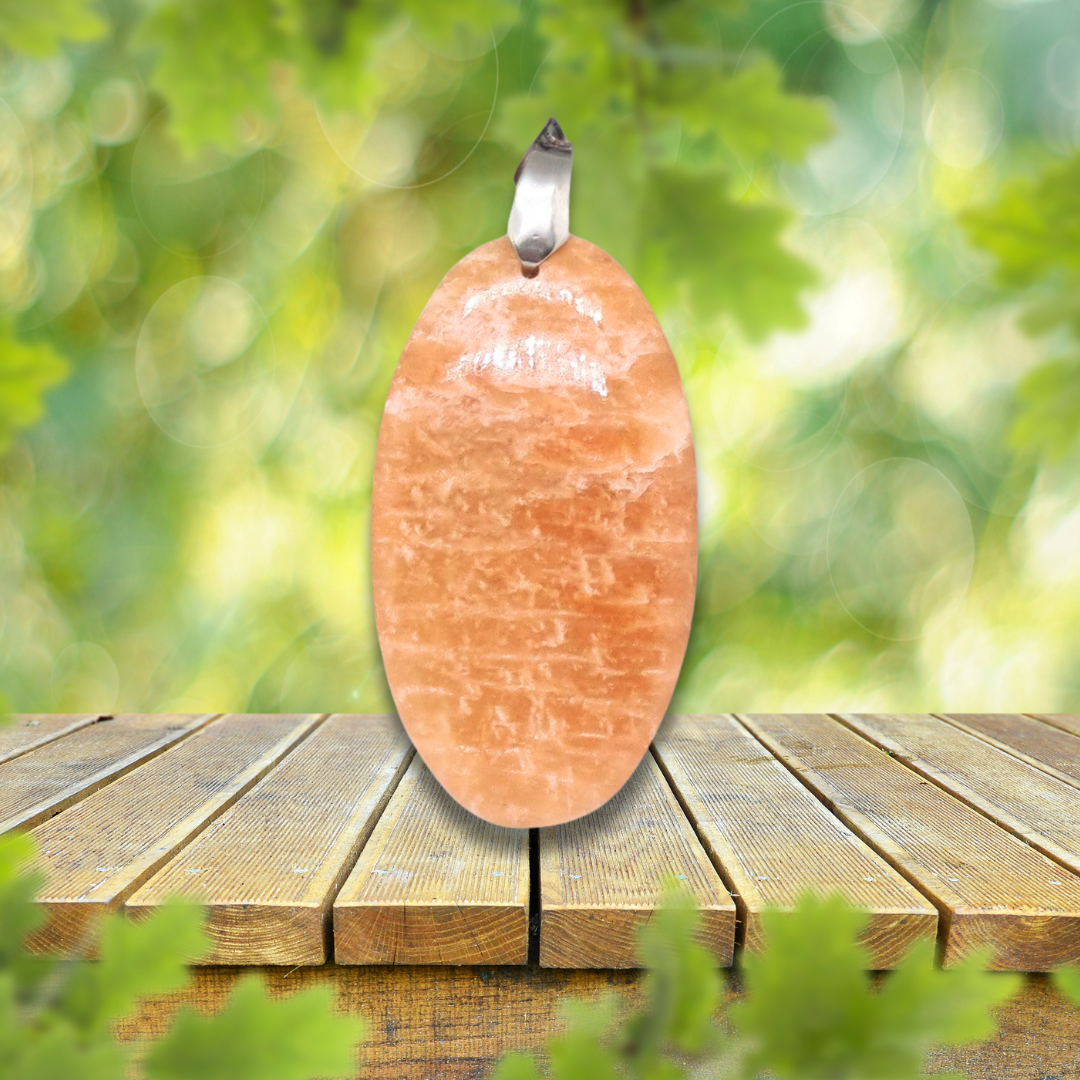 Pendentif en Pierre de Lune orange (PE585)