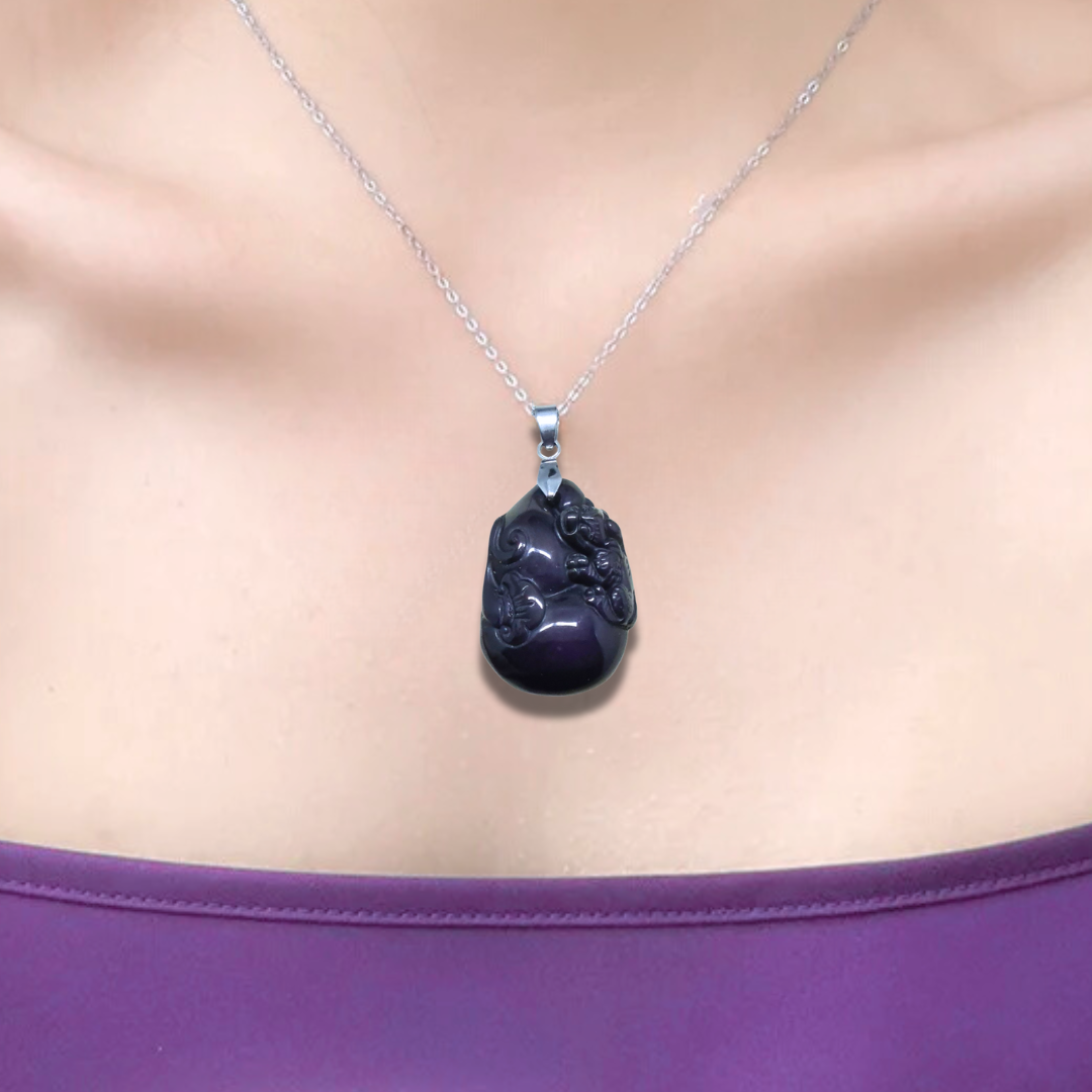 Pendentif Pixiu en Obsidienne Œil Céleste (PE1217-1) - ENAE Minéraux