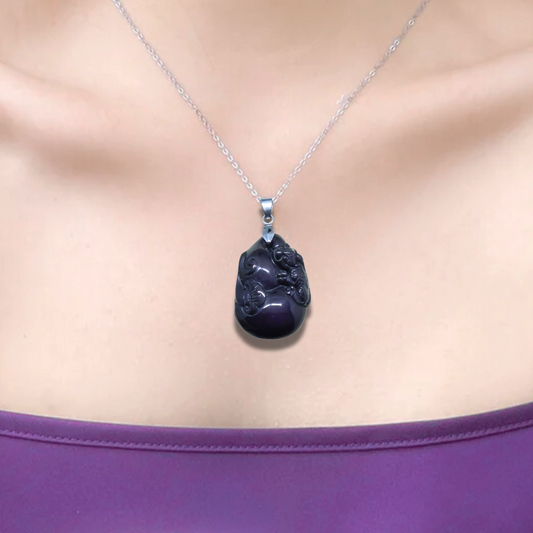 Pendentif Pixiu en Obsidienne Œil Céleste (PE1217-1) - ENAE Minéraux