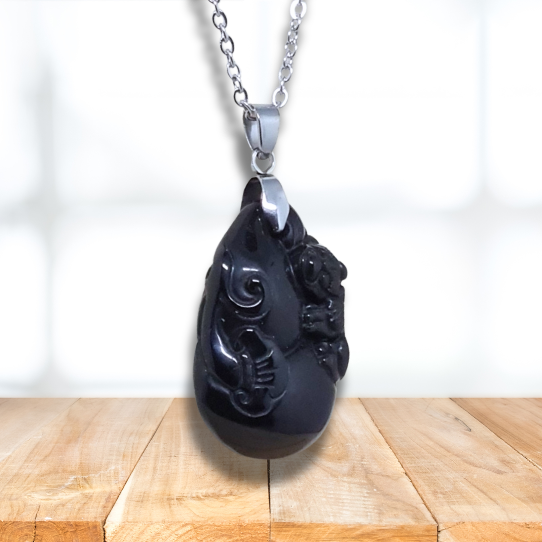 Pendentif Pixiu en Obsidienne Œil Céleste (PE1217-1) - ENAE Minéraux
