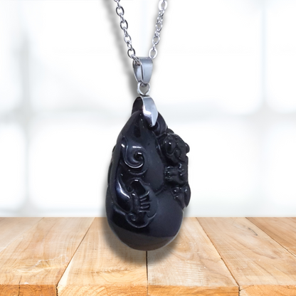 Pendentif Pixiu en Obsidienne Œil Céleste (PE1217-1) - ENAE Minéraux