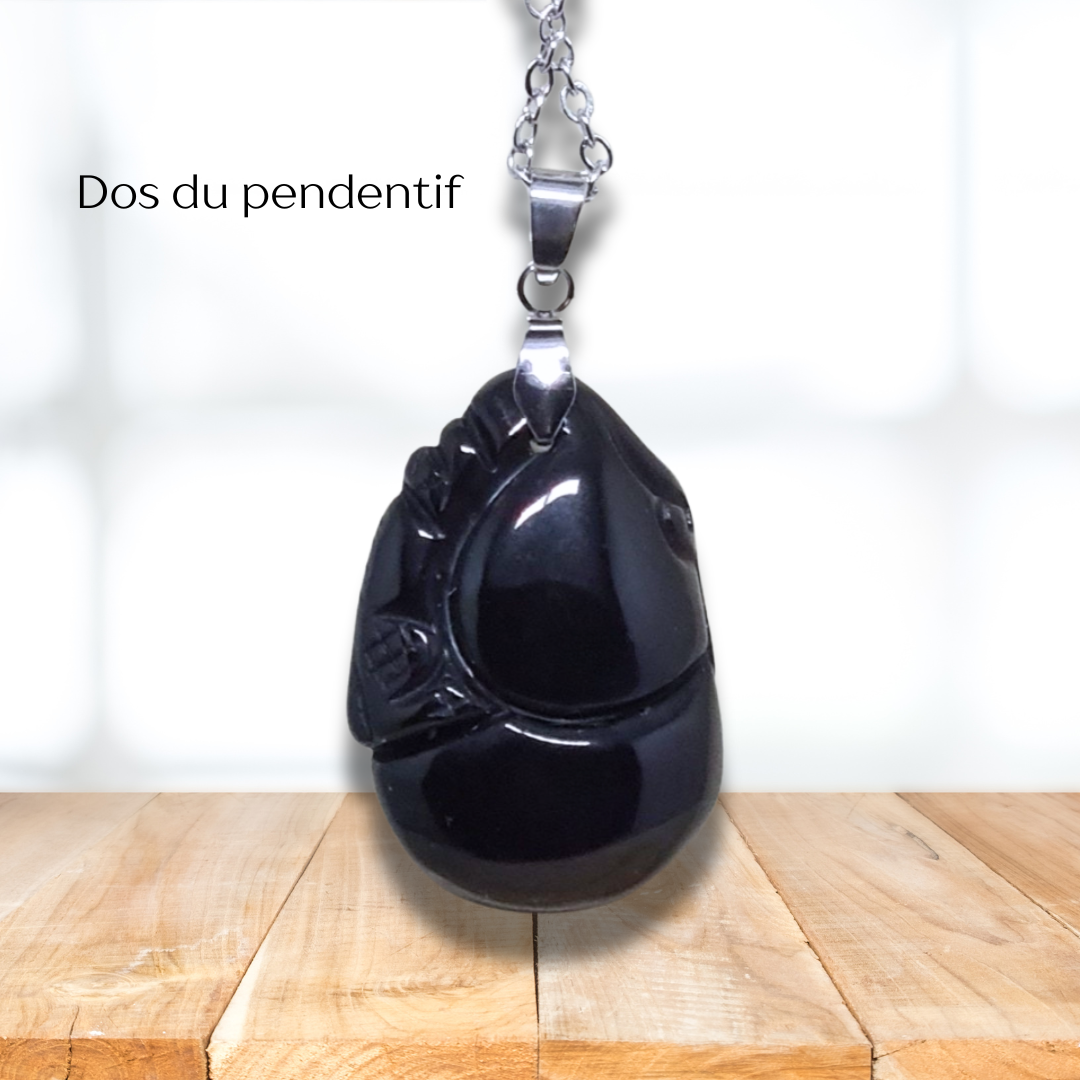 Pendentif Pixiu en Obsidienne Œil Céleste (PE1217-1) - ENAE Minéraux