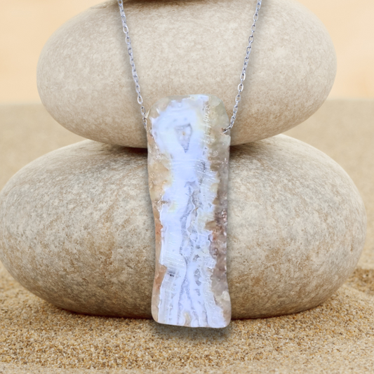 Pendentif tranche de Agate bleue (PE1714-2)
