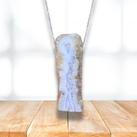 Pendentif tranche de Agate bleue (PE1714-2)