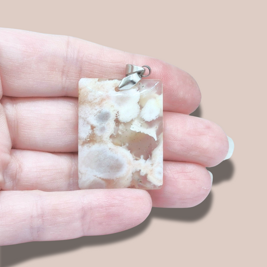 Pendentif en Agate fleurs (PE1456-3)