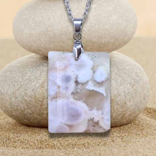 Pendentif en Agate fleurs de cerisier (PE1456-3)