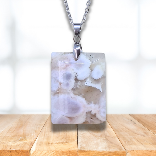 Pendentif en Agate fleurs de cerisier (PE1456-3)