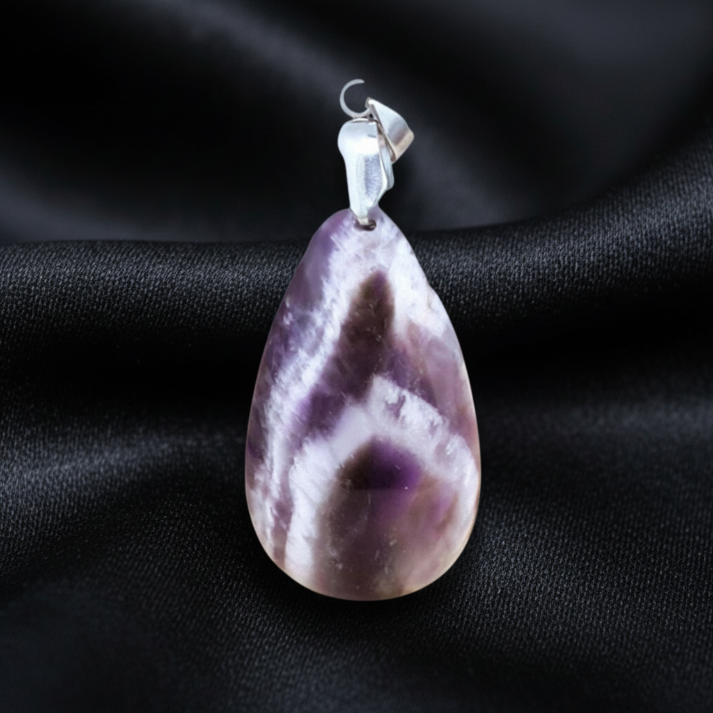 Pendentif en Améthyste chevrons (PE566)