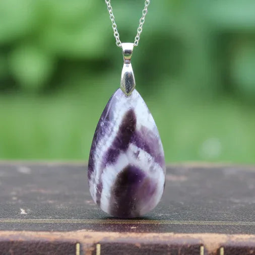 Pendentif en Améthyste chevrons (PE566)