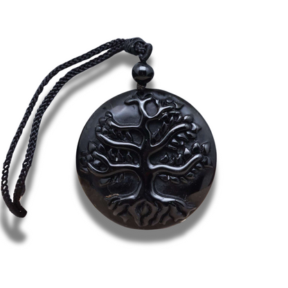 Pendentif Arbre de Vie en Obsidienne noire (PE1297-3) - ENAE Minéraux