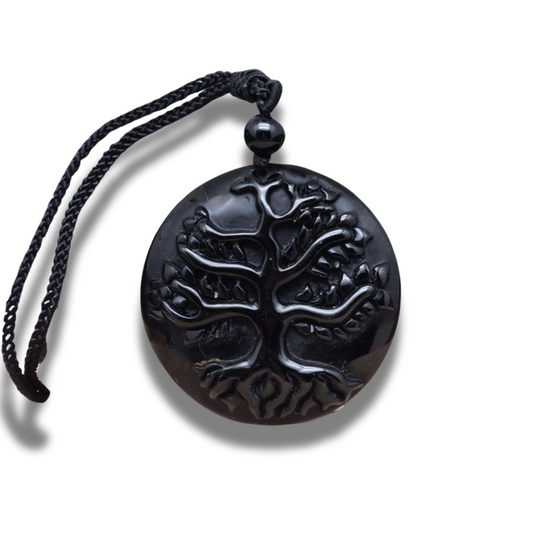 Pendentif Arbre de Vie en Obsidienne noire (PE1297-3) - ENAE Minéraux
