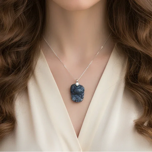 Pendentif en Calcédoine bleue brute (PE1751)