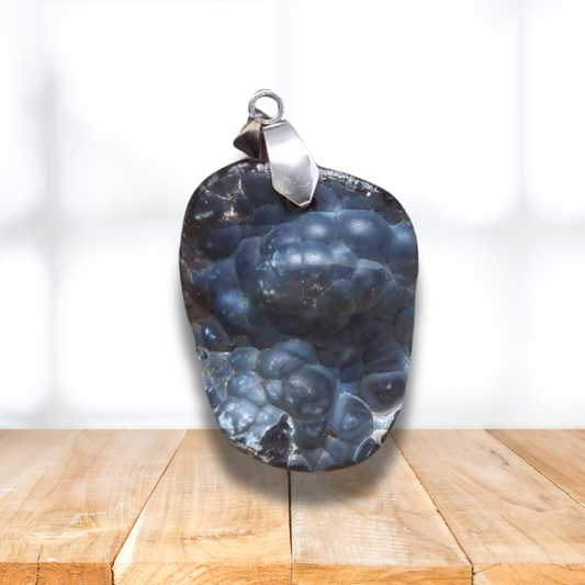 Pendentif en Calcédoine bleue brute (PE1751)