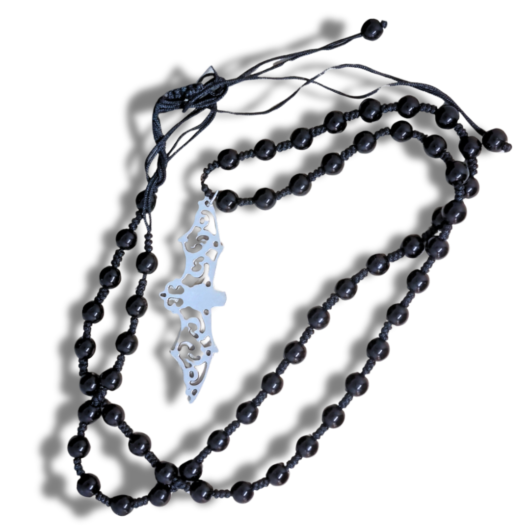 Collier style Mala en Obsidienne noire et sa chauve-souris (COL23-50) - ENAE Minéraux