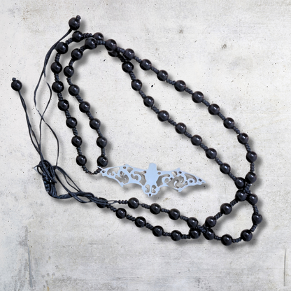 Collier style Mala en Obsidienne noire et sa chauve-souris (COL23-50) - ENAE Minéraux