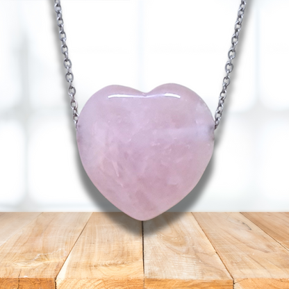 Pendentif cœur en Quartz rose (PE1554-4) - ENAE Minéraux
