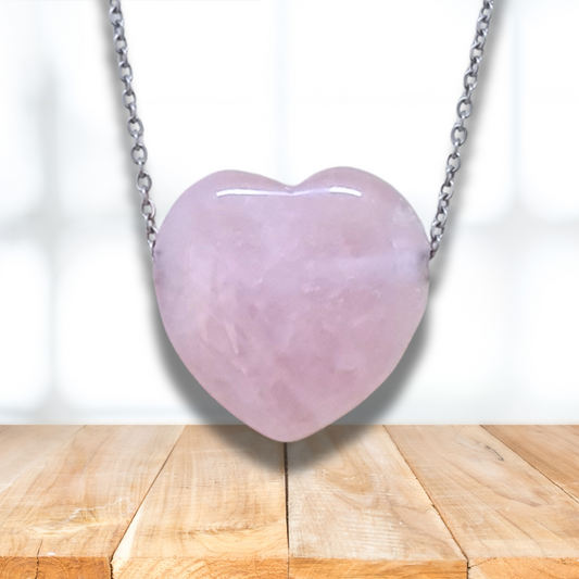Pendentif cœur en Quartz rose (PE1554-4) - ENAE Minéraux