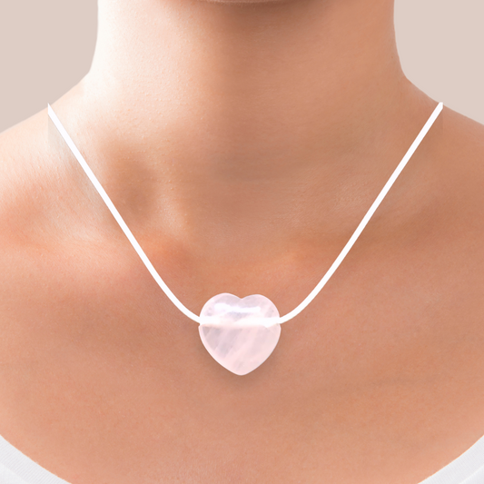 Pendentif cœur en Quartz rose (PE1554-2)