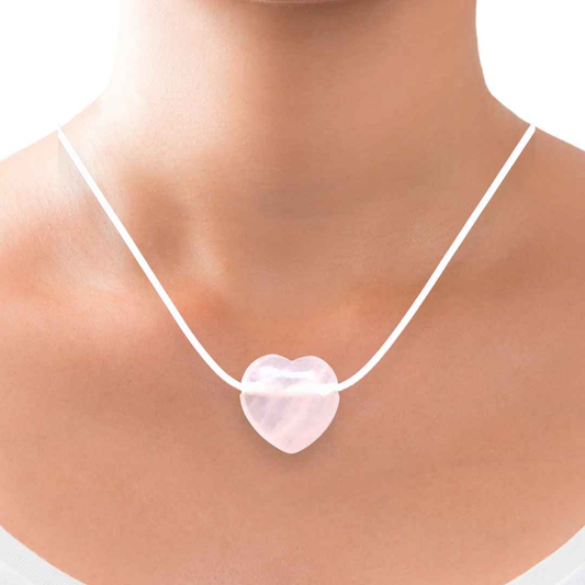 Pendentif cœur en Quartz rose (PE1554-2)